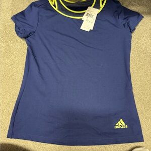 Adidas Navy Tee with Neon Yellow Highlights